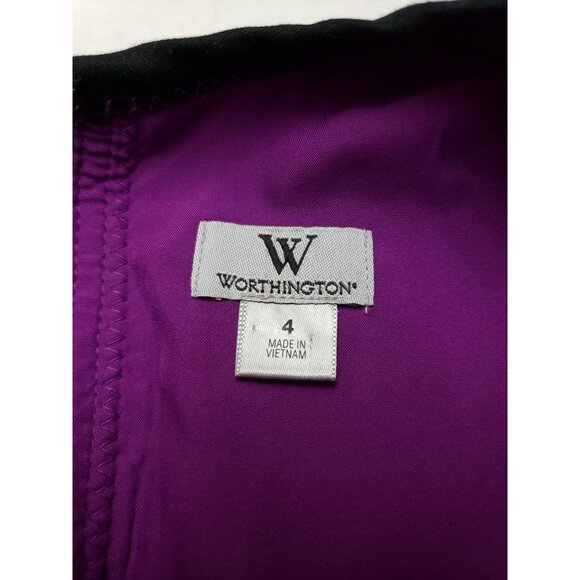 Worthington womens' fitted purple and black, attached lining dress, size 4 - Picture 3 of 6